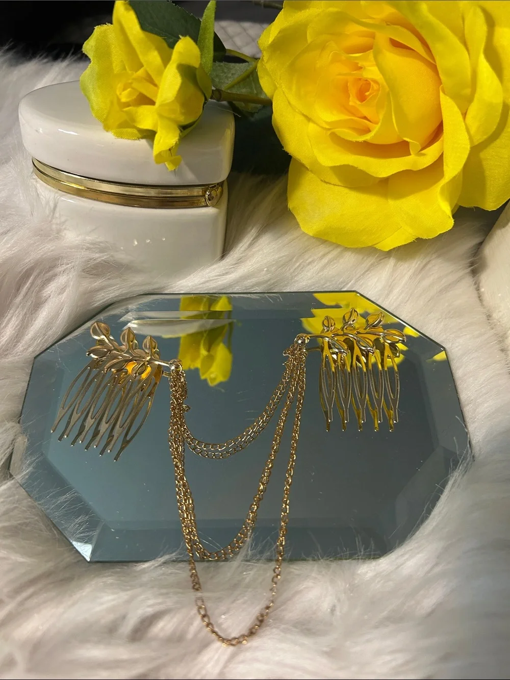 Gold Double Hair Comb Chain Accessory - Women Accessories